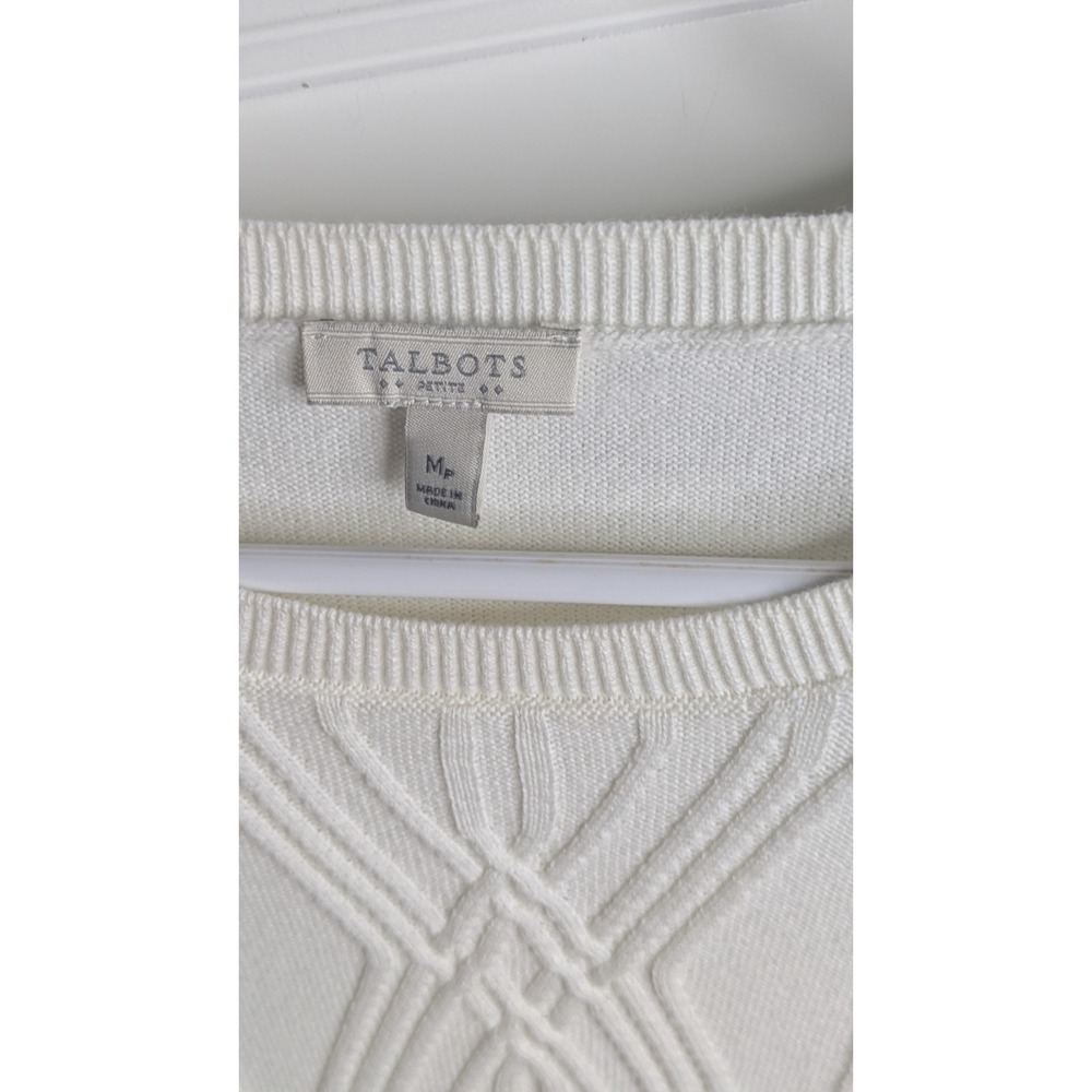Talbots Women's Sweaters Medium Petite Solid Whit… - image 3
